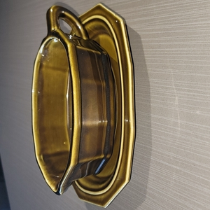 Vintage Pfaltzgraff Heritage Green Gray Boat‎ With Under Plate. Pristine Cond.